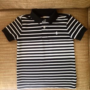NWOT RL Polo boys black & white stripe golf polo